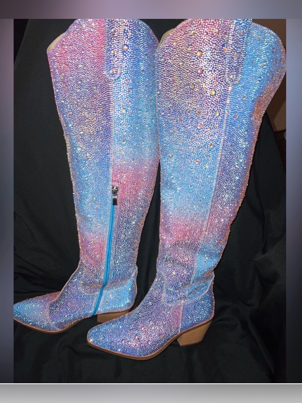 Womens Knee-High Boots in Blue-Pink-purple